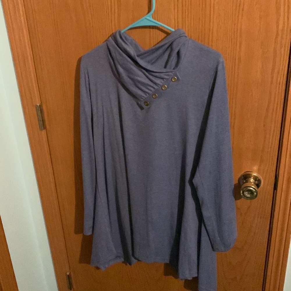 Blue sweater with loose turtle neck